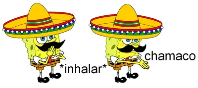 Spongebob inhales sombrero meme template