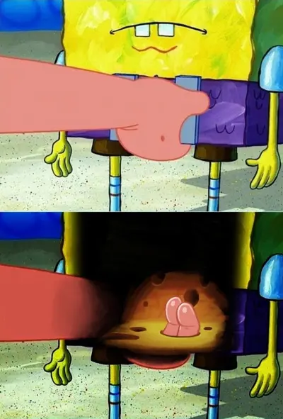 SpongeBob lifting shirt meme template
