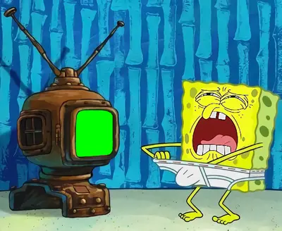 SpongeBob screaming at TV meme template