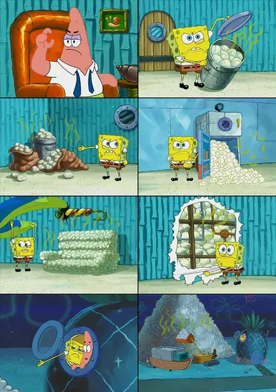 Spongebob shows Patrick Garbage meme template