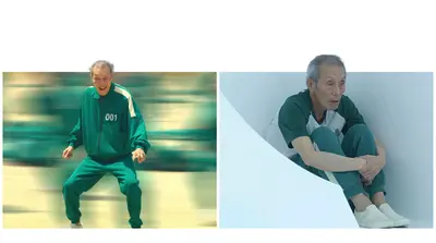 Squid Game 001 old man meme template
