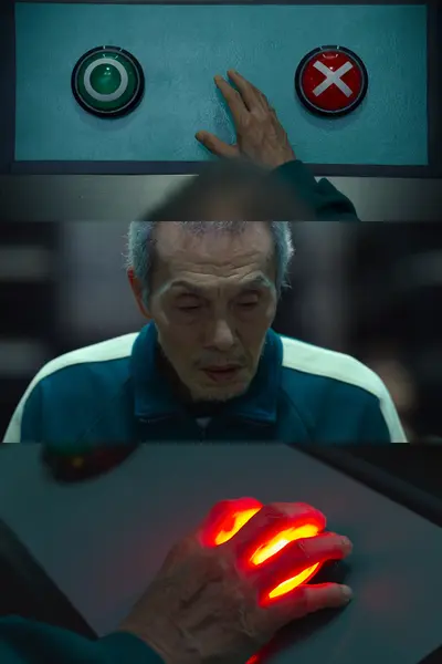 Squid Game button choice meme template
