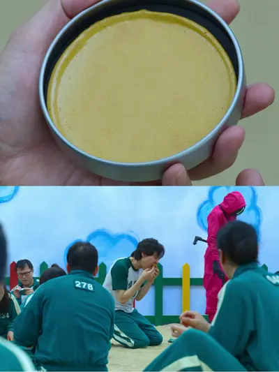 Squid Game dalgona cookie meme template