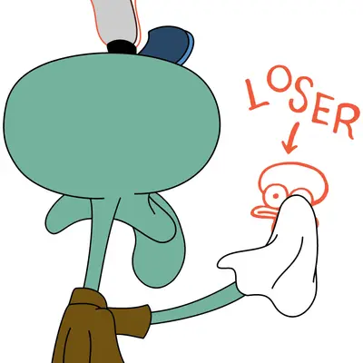 Squidward cleaning loser meme template