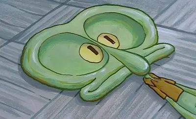 Squidward flattened face meme template