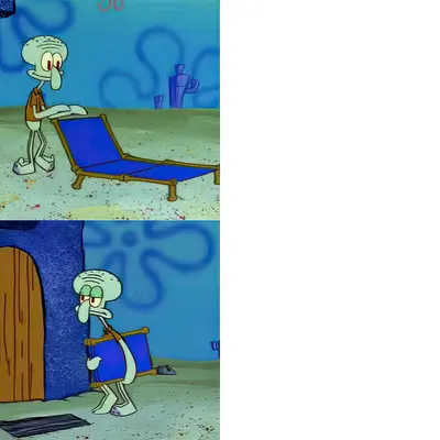 Squidward lawn chair meme template