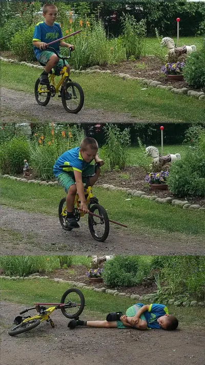 Stick in bike wheel meme template