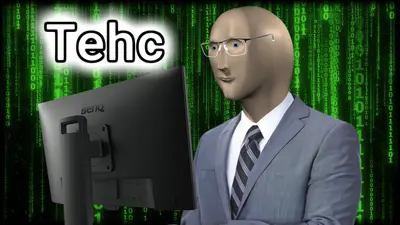 Stonks guy computer meme template