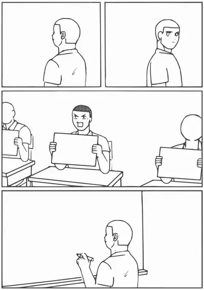Student holding blank sign angry meme template