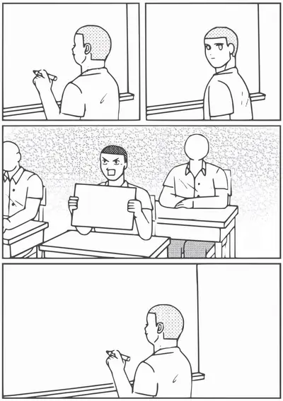 Student holding sign classroom meme template