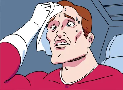 Sweating towel guy meme template