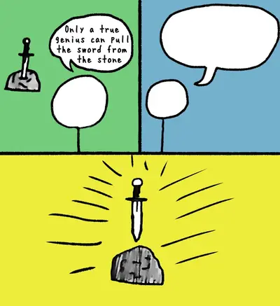 Sword in the stone genius meme template