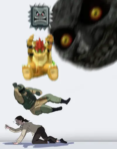 Things falling on girl meme template