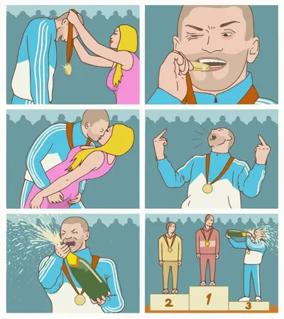 Third place champagne celebration meme template