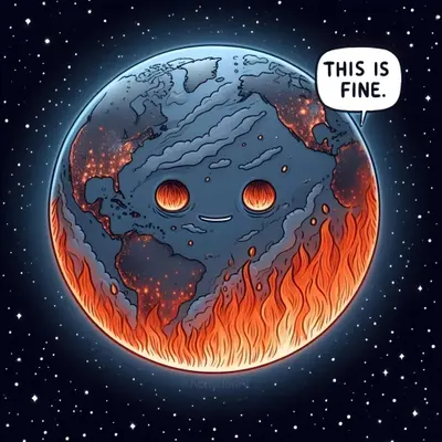 This is fine earth burning meme template