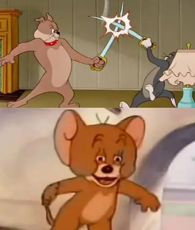 Tom and Jerry swordfight meme template
