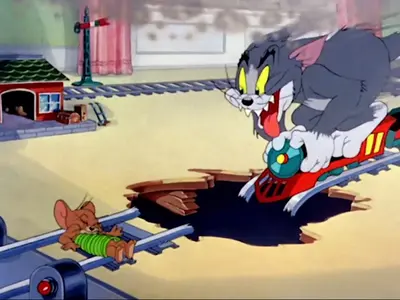 Tom and Jerry train meme template