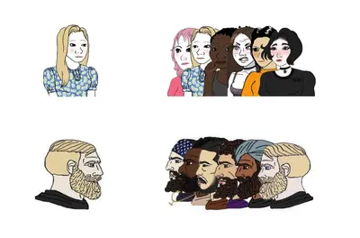 Trad girl yes chad group meme template