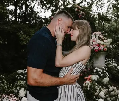 Travis Kelce + Taylor Swift engagement meme template