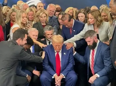 Trump being praised meme template