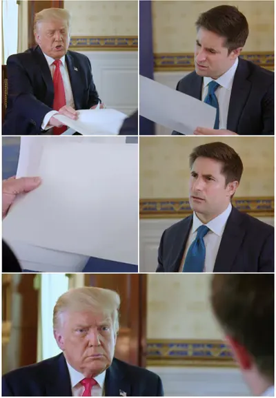 Trump blank paper interview meme template