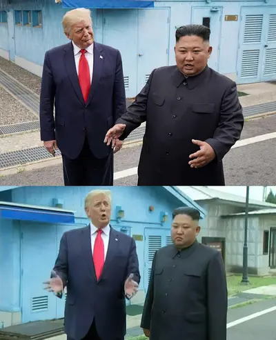 Trump Kim handshake explaining meme template