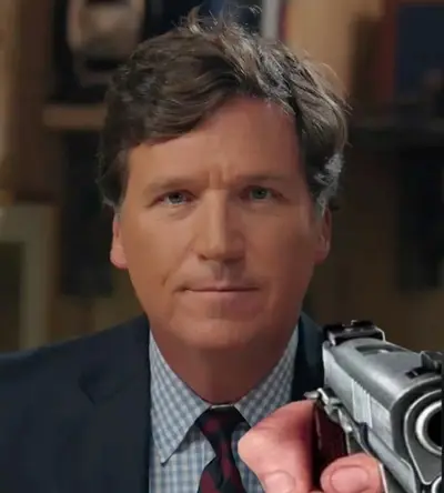 Tucker Carlson with gun meme template