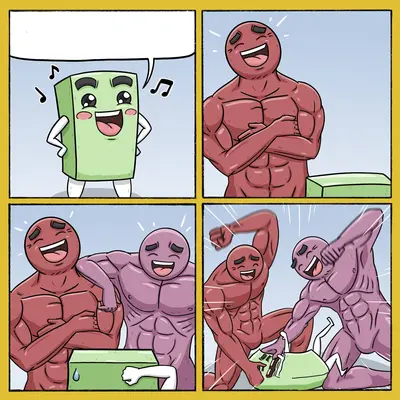 Two muscular guys beating box meme template