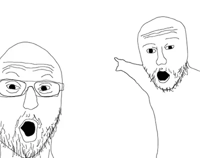 Two soyaks pointing empty template meme template