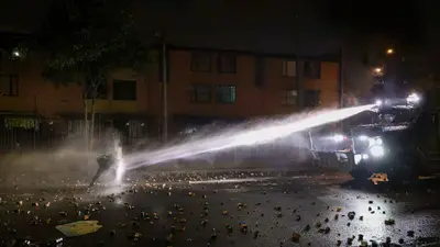 Water cannon protest meme template