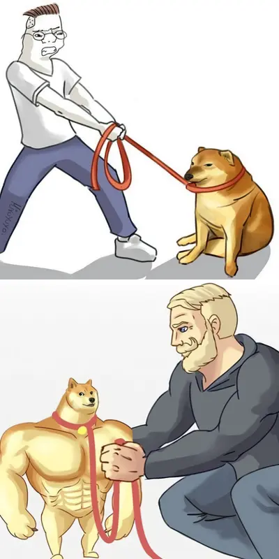 Weak vs strong doge meme template
