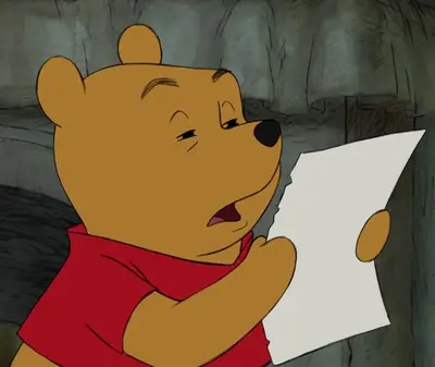 Winnie the Pooh reading meme template