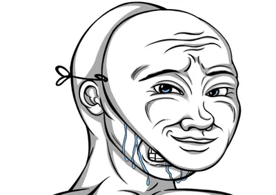 Wojak crying behind mask meme template
