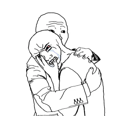 Wojak hugging crying meme template