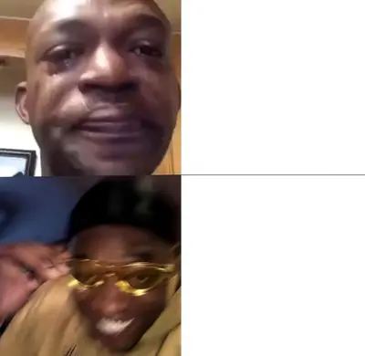 Yellow glasses sad happy meme template