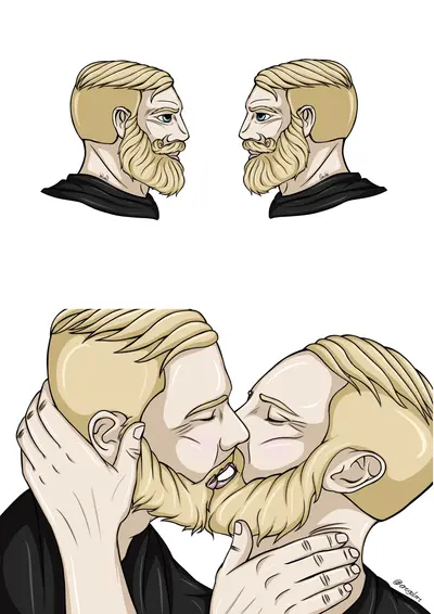 Yes chads kissing full template yes chad gatekeeping yuri (yaoi) oregel on deviant art embrasse gay meme template