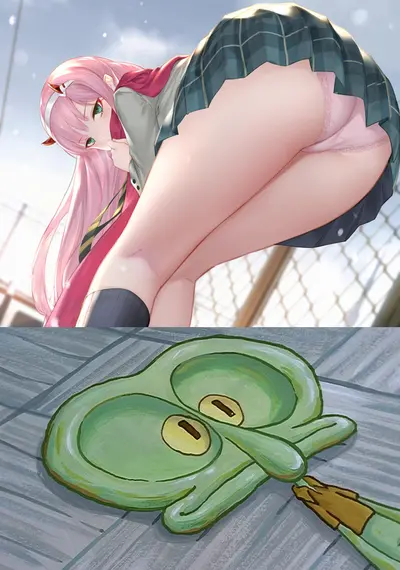 Zero Two Squidward meme template